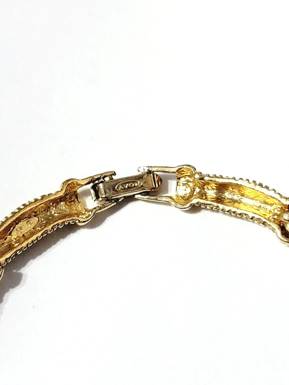 Vintage Avon Collar Necklace Textured Gold-tone Bar Links Designer gn01-8